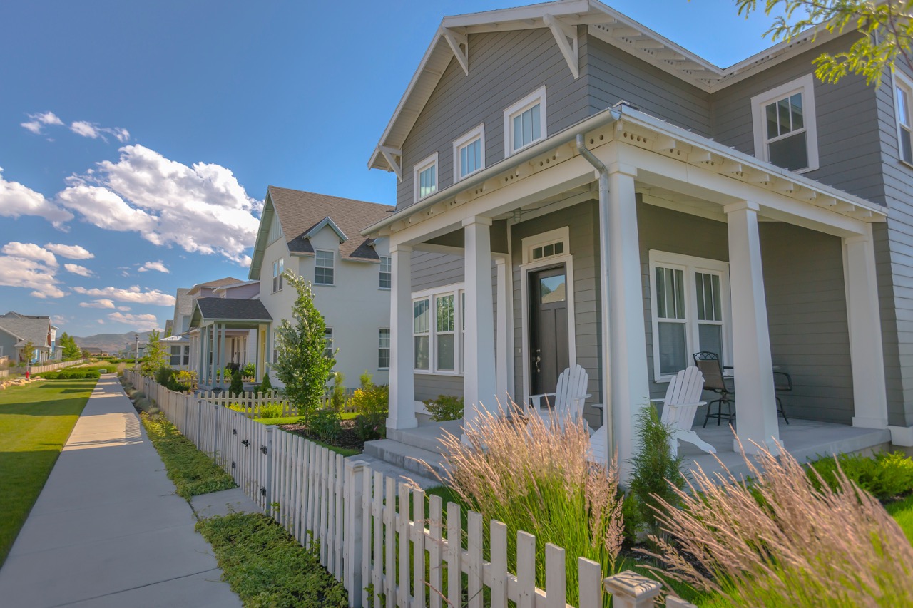 Sidewalk and homes in neighborhood